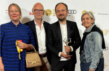 Franziska Pohlmann, Thomas Schäffer, Radek Wegrzyn & Petra Schleuning bei der Ernst-Lubitsch-Preisverleihung (v.l.n.r.) (Foto: © nordmedia)